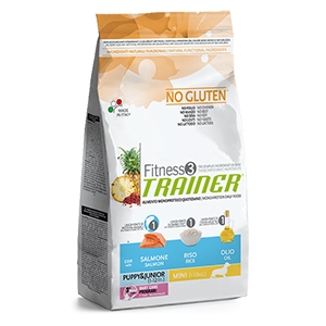 Fitness 3 No Gluten Mini Puppy & Junior con Salmone, Riso e Olio