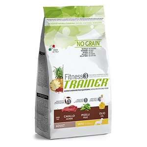 Fitness 3 No Grain Adult Mini con Cavallo, Piselli e Olio