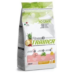 Fitness 3 No Grain Adult Medium & Maxi con Maiale, Piselli e Olio