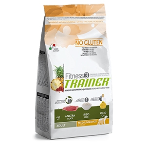 Fitness 3 No Gluten Adult Medium & Maxi con Anatra, Riso e Olio