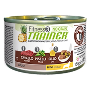 Fitness 3 No Grain Adult Mini con Cavallo, Piselli e Olio