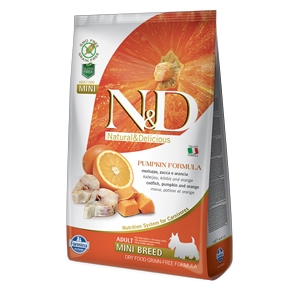 Natural & Delicious Pumpkin Grain Free Adult Mini con Merluzzo, Zucca e Arancia