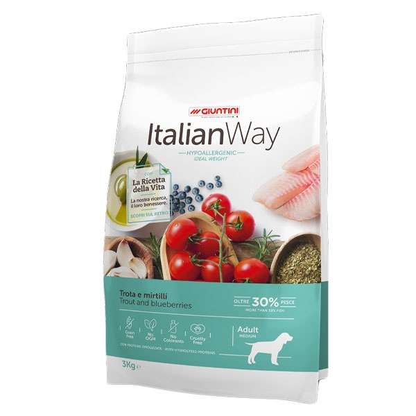 Italian Way Ideal Weight Hypoallergenic Medium Adult Trota e Mirtilli