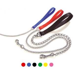 Guinzaglio Nylon con Catena Rosso