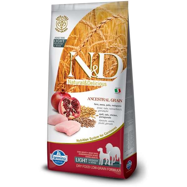 Natural & Delicious Low Ancestral Grain Light Adult Medium/Maxi con Pollo e Melograno