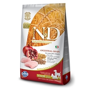 Natural & Delicious Low Ancestral Grain Senior Mini & Medium con Pollo e Melograno