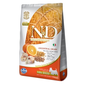 Natural & Delicious Low Ancestral Grain Adult Mini con Merluzzo e Arancia