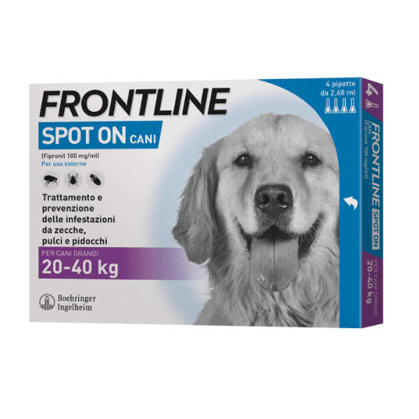 Frontline Spot On - Cani - Cani da 20 a 40 Kg | 4 Pipette da 2,68 ml