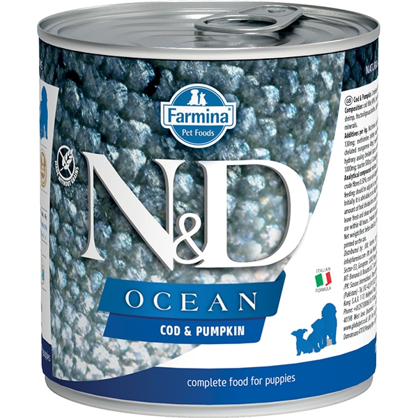 Natural & Delicious Ocean Mini Puppy con Merluzzo e Zucca - Lattina da 285 gr
