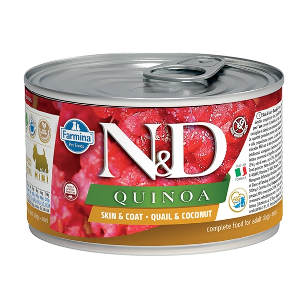 Natural & Delicious Quinoa Skin & Coat con Quaglia e Cocco - TAGLIA MINI  - 140 gr