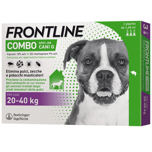 Frontline Combo per Cani - Combo Cani da 20 a 40 kg - 3 Pipette da 2,68 ml