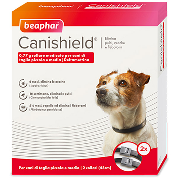 Canishield Collare alla Deltametrina - 2 collari | SMALL - Collare per Cane Medio/Piccolo