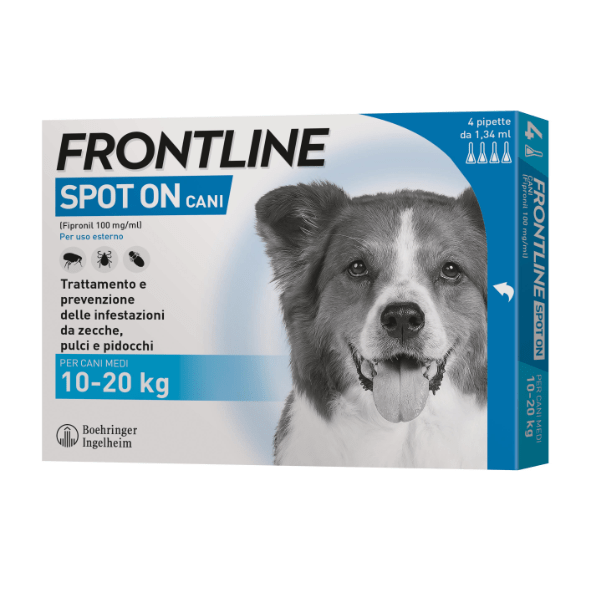 Frontline Spot On - Cani - Cani da 10 a 20 Kg | 4 Pipette da 1,34 ml