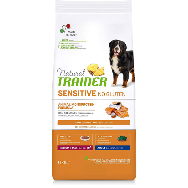 Natural Sensitive No Gluten Medium & Maxi Adult con Salmone - Sacco da 12 kg