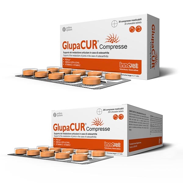Innovet Glupacur Compresse, Supporto del metabolismo articolare, per cani e gatti - 1 Confezione | 30 Compresse masticabili