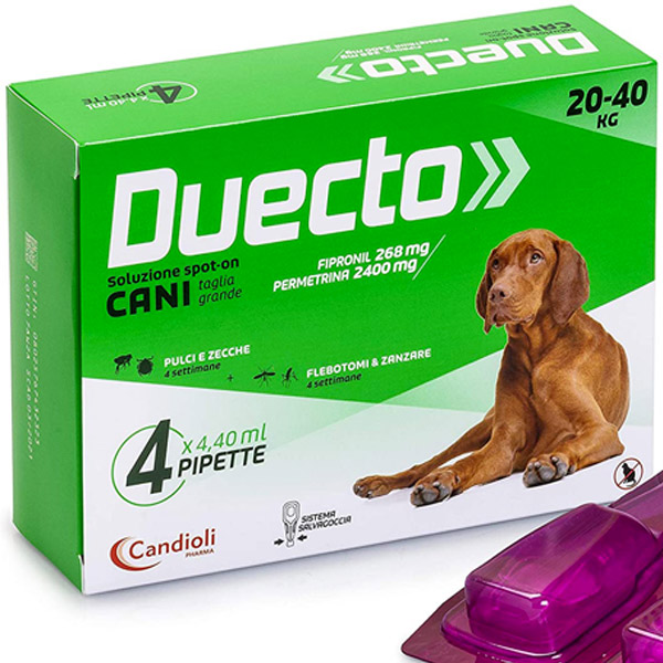 Candioli Duecto Spot Cane - 4 pipette Taglia L | 20-40 kg