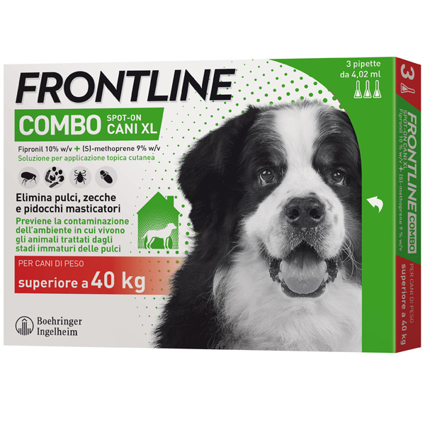 Frontline Combo per Cani - Combo Cani da 40 a 60 kg | 3 Pipette da 4,02 ml