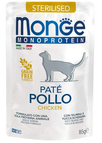 Monge Monoprotein Grain Free Patè Gatto Sterilizzato con Pollo - Bustina da 85 gr 