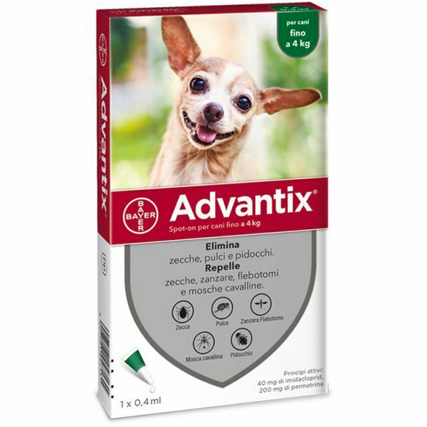 Advantix Spot-On - Advantix Verde per Cani da 0 a 4 kg - 1 Pipette da 0,4 ml