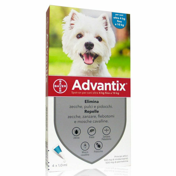 Advantix Spot-On - Advantix Azzurro per Cani da 4 a 10 kg - 1 Pipetta da 1 ml